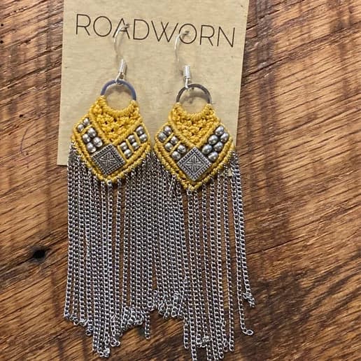 Sojourner Mustard Beaded Dangle Earrings #139