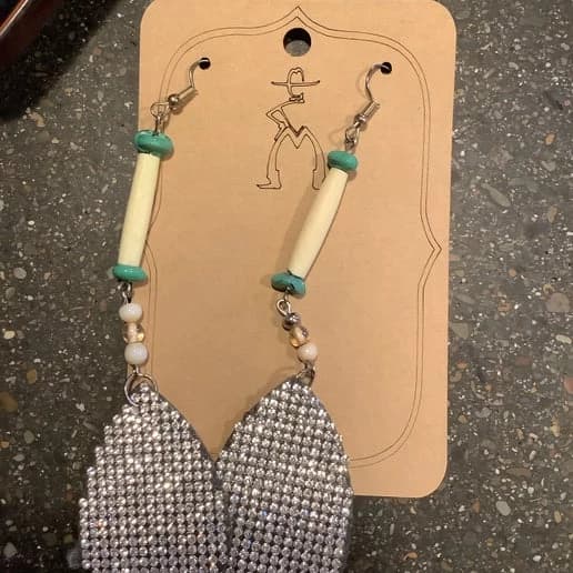 Turquoise Bone Bling Teardrop Earrings